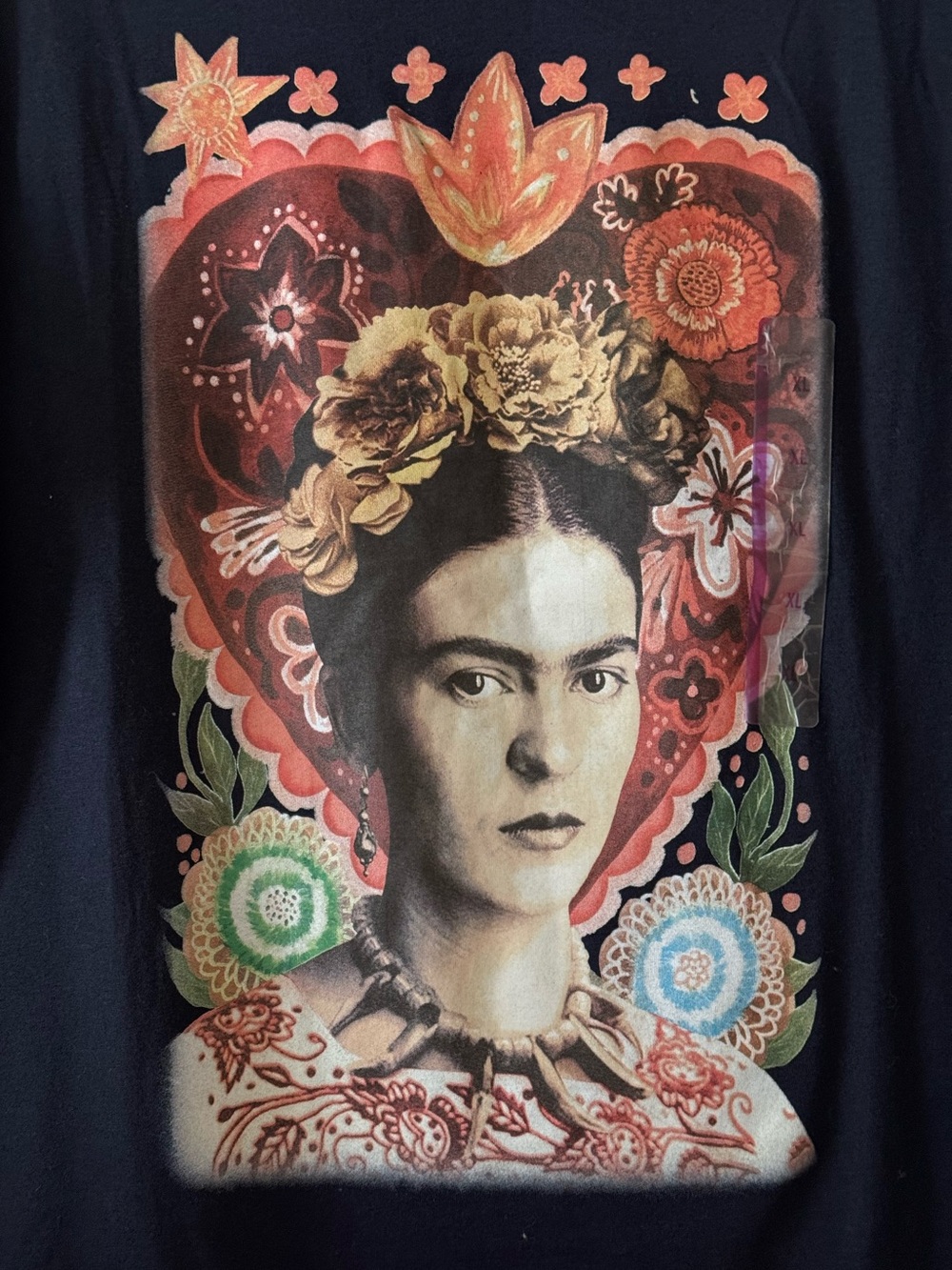 Frida Kahlo Graphic Tee in Navy by Jerry Leigh - Size XL - Like New - Picture 3 of 5